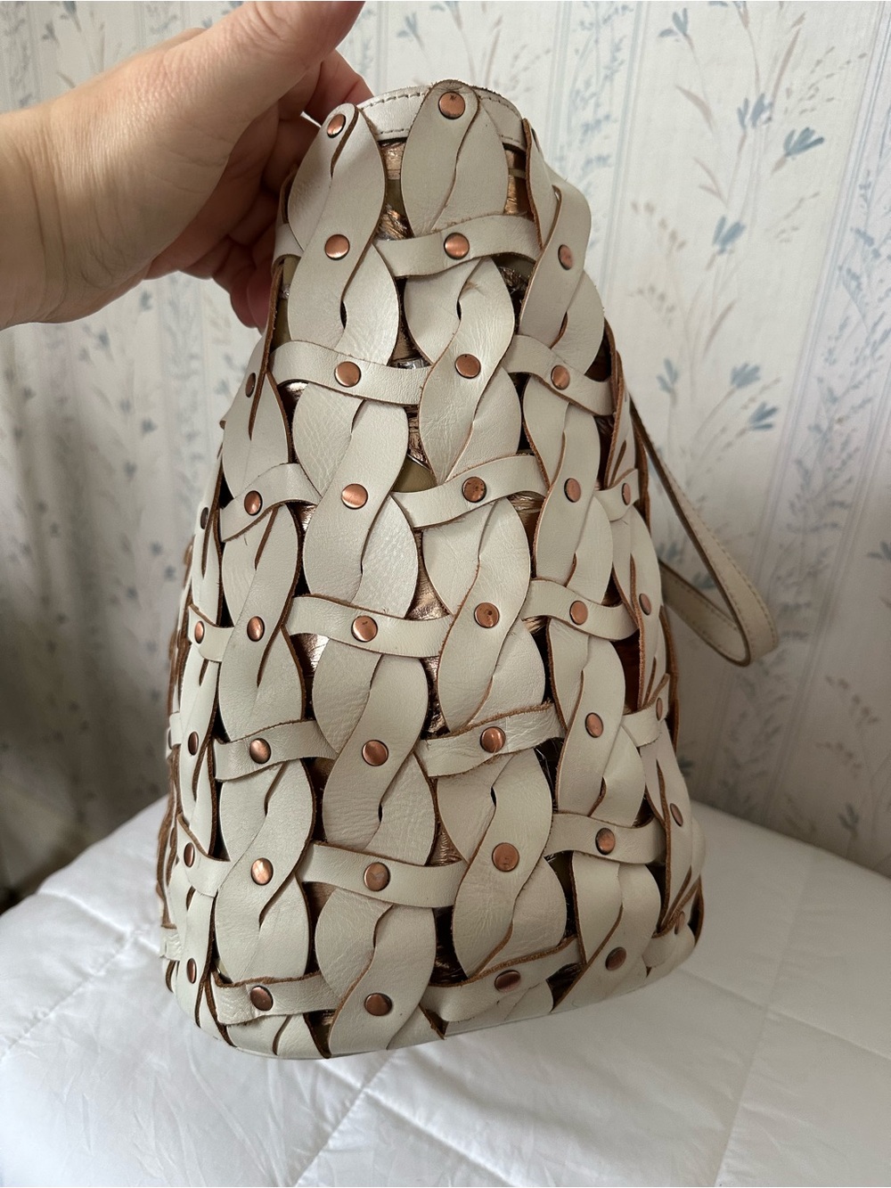 Patricia Nash Ivory Woven Leather Tote - Picture 5 of 12